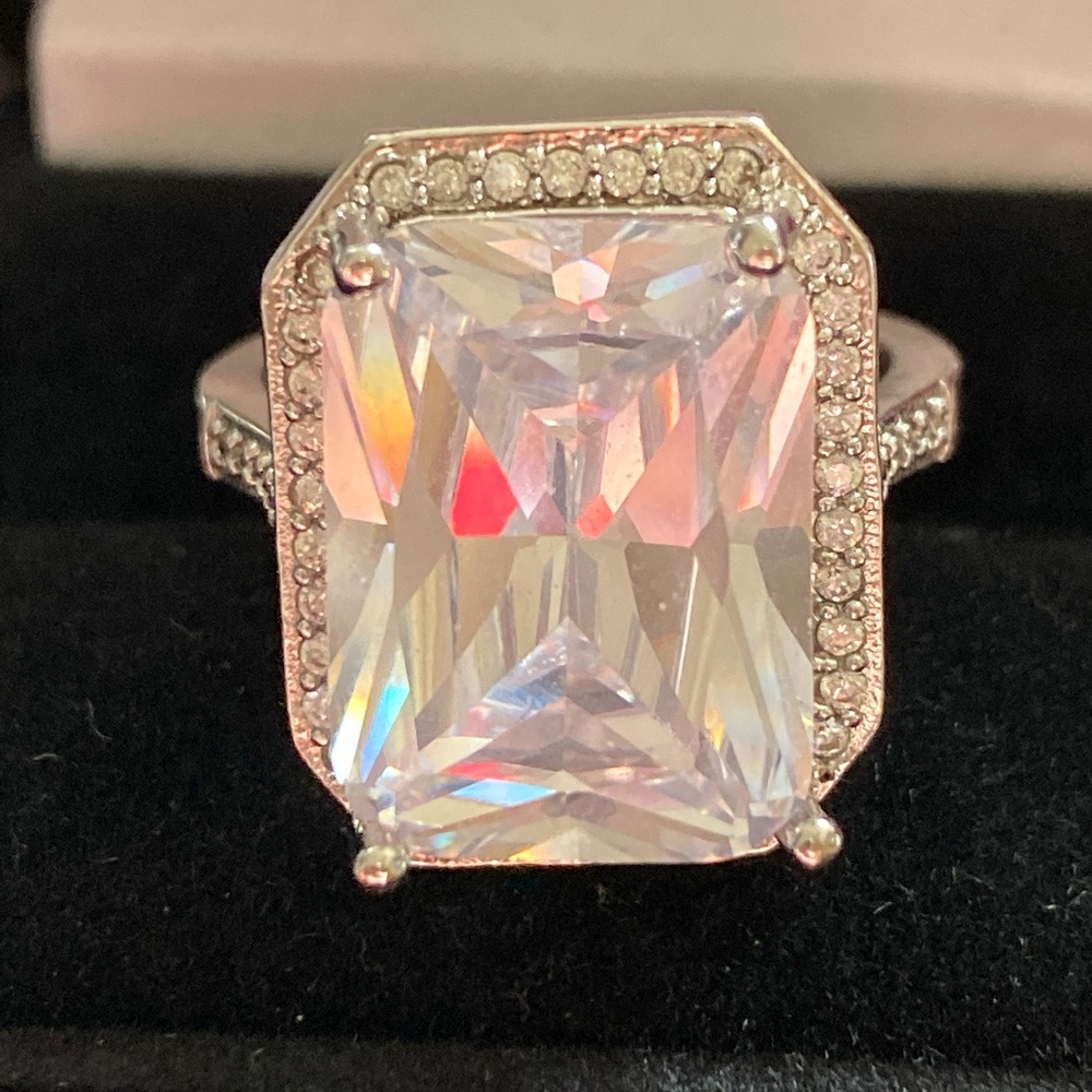 CZ 14 gold dipped radiant cut statement ring